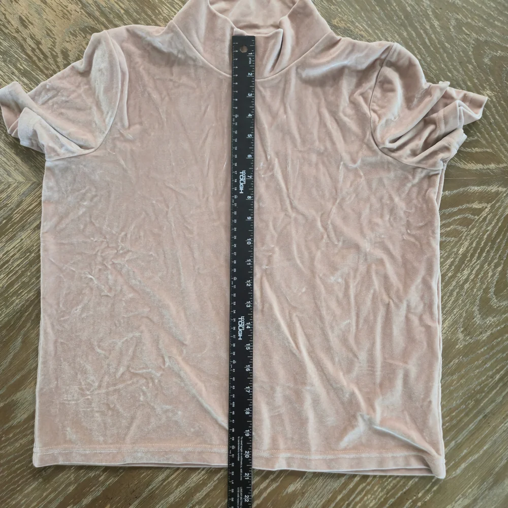 Madewell Velvet Mock Neck Short Sleeve Top Blush Pink Size Small Soft Stretchy